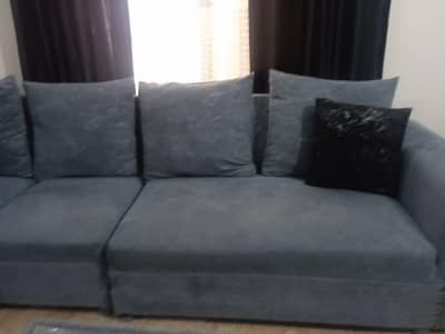 L shaped sofa , table , astra stand , cotton