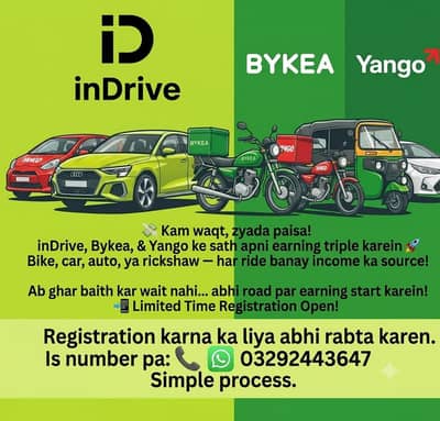 INDRIVE DRIVER REGISTRATION Rider Registration whatsupp 0329=2443647