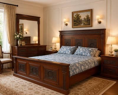 Complete Wooden Bedroom Furniture Set – King Size