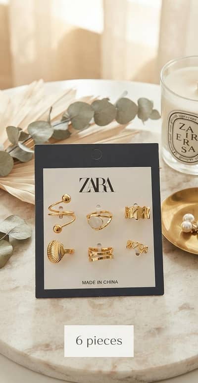 6 Pcs Gold Plated Fashion Ring Set for Women