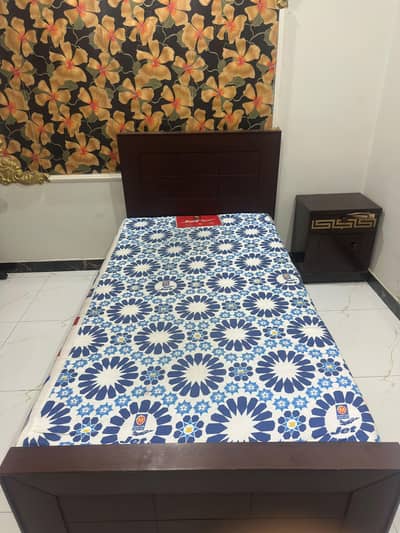 Single Bed with Side table and Mattress