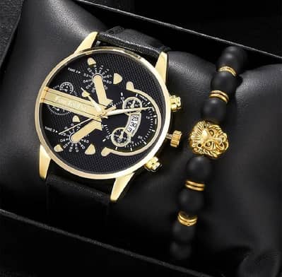 Gift Pack Fashion Chronograph Men's Watch with bracelet