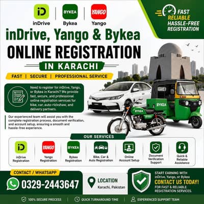 inDrive, Yango & Bykea Online Registration in Karachi
