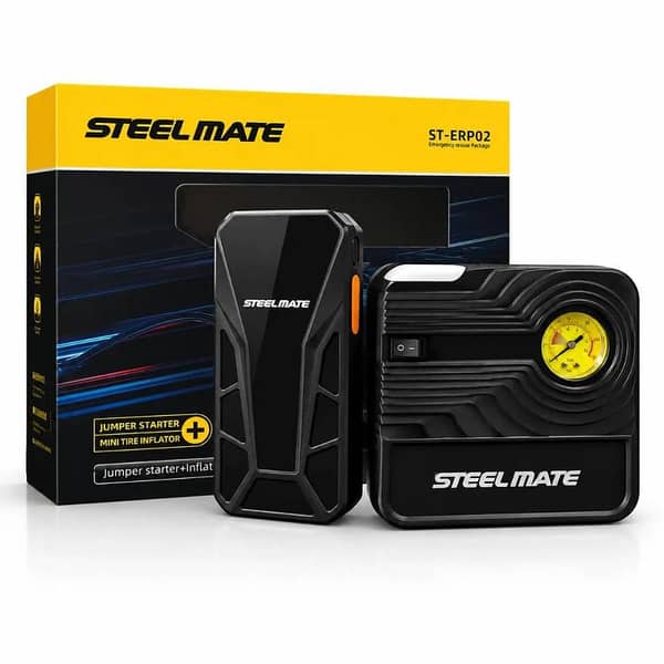 STEELMATE ST-ERP02 Emergency Rescue Package | 8000mAh Jump Starter & Mini Tire Inflator | Portable Air Compressor | Power Bank | Car Emergency Kit
