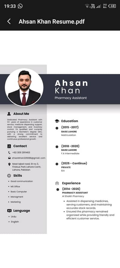 aoa mujhy job ki zaroorat ha