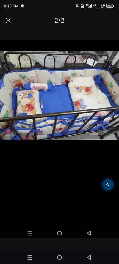 metal baby cot with bumper set