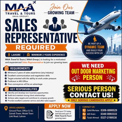Sale Executive , Travel Agency Staff , Male & Female Jobs (Office)