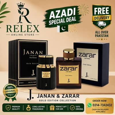 3 piece cotton Lawn Suite + Free J. Perfume (janan & zarar)