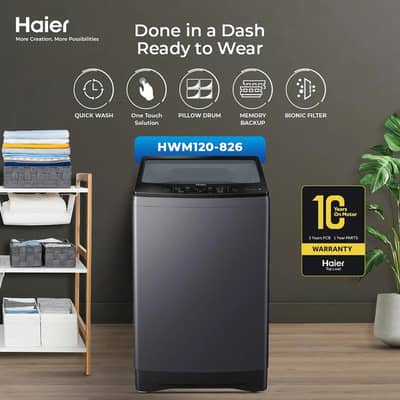 HaierHWM120-826 - 12KG Top Load Fully Automatic Washing Machine