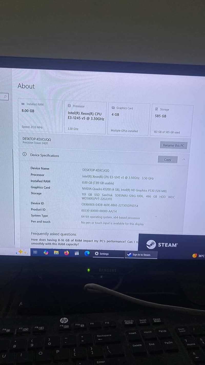 Dell Precision tower 3420 7