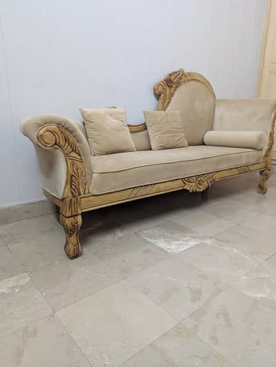 Brown 3-Seater Deewan Sofa, 178cm — Like New
