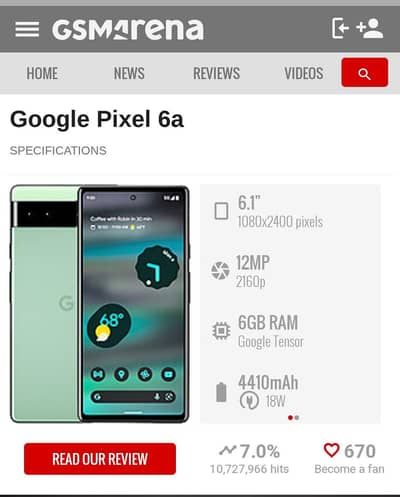 Google Pixel 6a white 