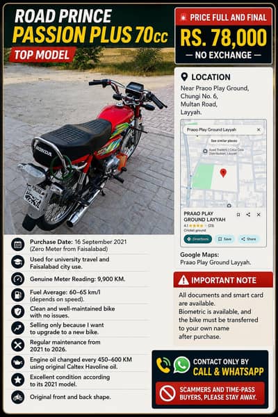 Road Prince Passion Plus 70cc 2021 | Top Model | 9900 KM