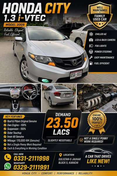 Honda City IVTEC 2009 1.3 - Manual - Well Maintained