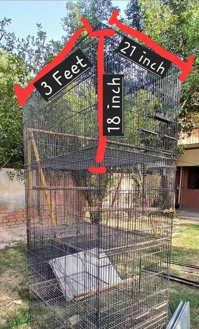 4 Portion Large Cage for Birds (Love Birds, Pigeons, Parrots)
