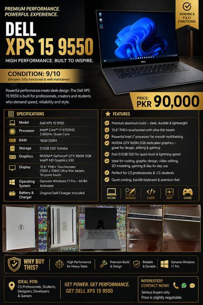 Dell XPS 15 9550 – Core i7 | 16GB RAM | 512GB SSD | Touchscreen