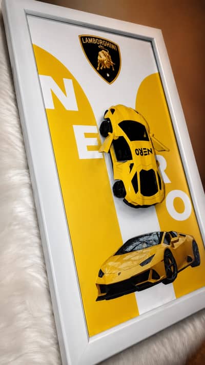 Premium Lamborghini Wall Art Frame | 3D Car Decoration