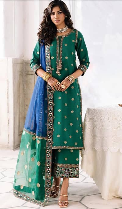 Original Charizma 3-piece embroidered raw silk suit. worn only once