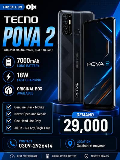 Tecno Pova 2 black 6/128 condition 7/10