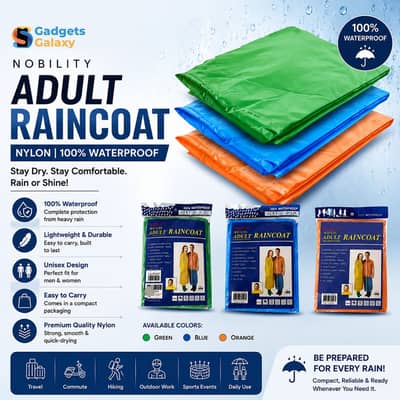 Nobility Adult Raincoat Nylon 100% Waterproof