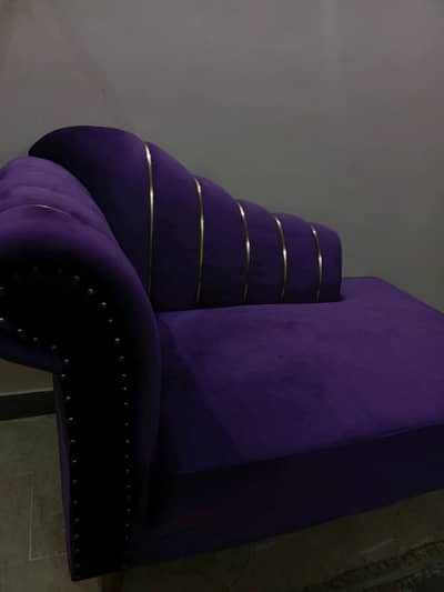 Modern rich voilet 2 seater sofa with gold detailing