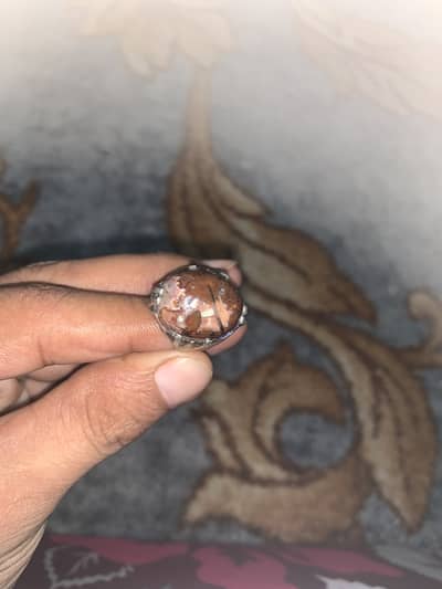 Rare aqeeq stone with chandi ring
