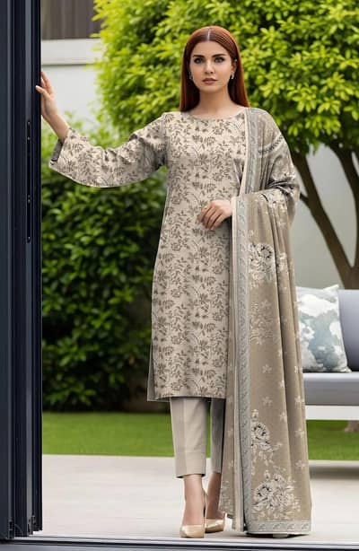 Women's Printed Lawn 3 Piece Unstitched Suit