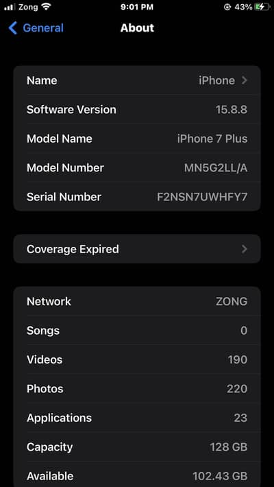 Apple iPhone 7 Plus PTA APPROVED 128 gb
