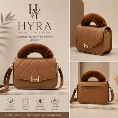 brown quality crossbody bag with fluffy hand for girl