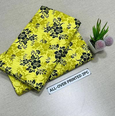 All Over Printed Yellow Floral 2PC Fabric