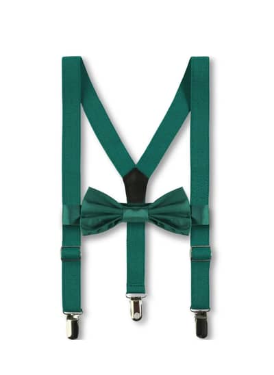 Adjustable Teal Suspender with Bowtie