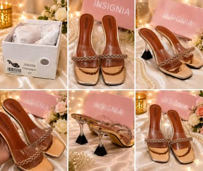 Insignia Champagne Transparent Heels – Size 37 | Like New