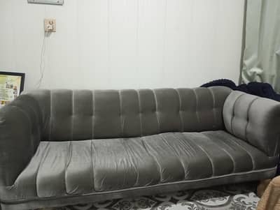 Seater Grey Velvet Sofa | Good Condition | Slightly Used