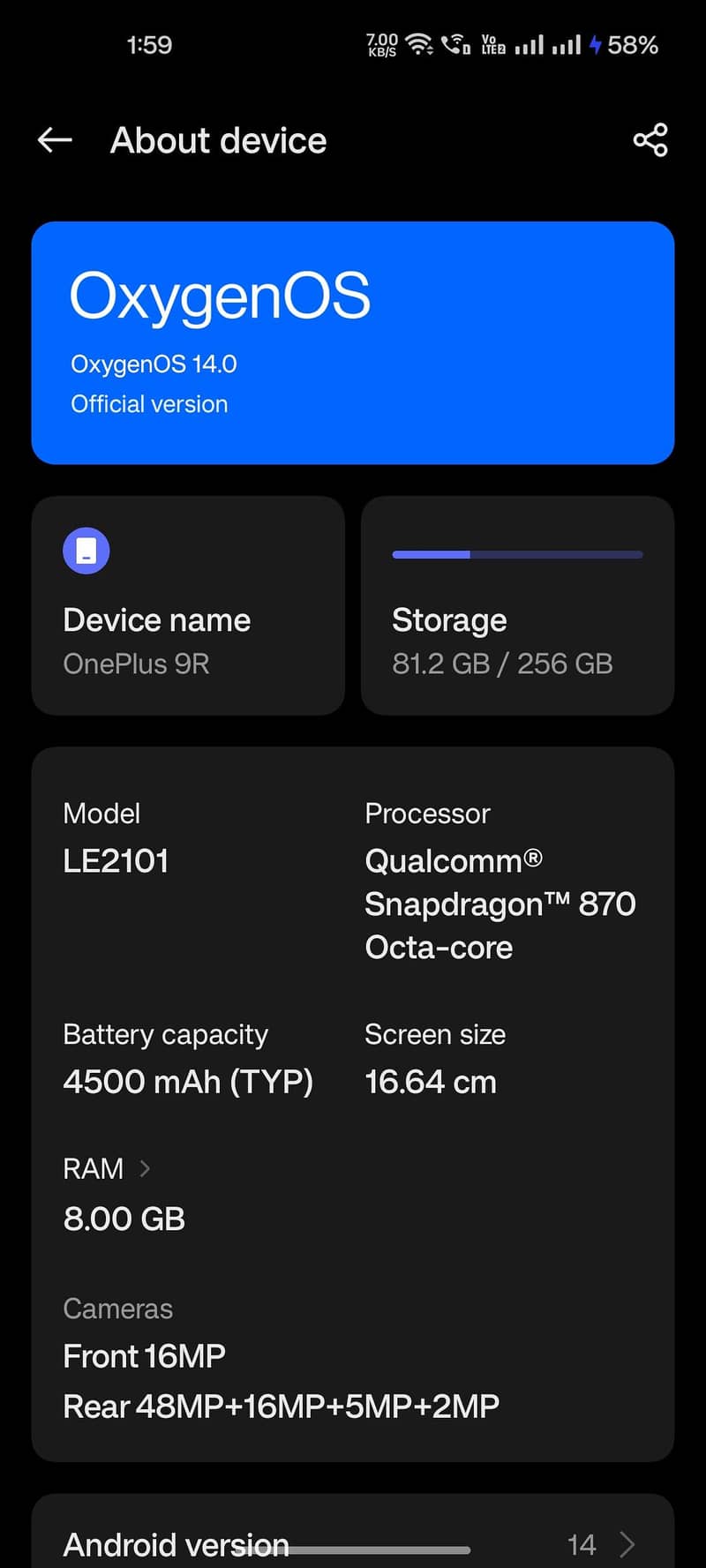 One Plus 9R 4