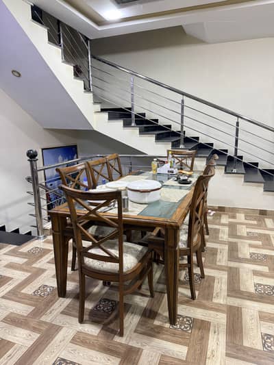 8 seater complete wooden dining table