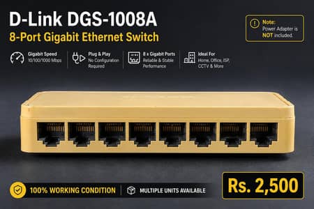 D-Link DGS-1008A 8-Port Gigabit Ethernet Switch (Working)