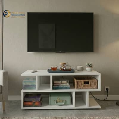 Modern S-Shape LED TV Table | Wooden LCD / LED TV Table Stand
