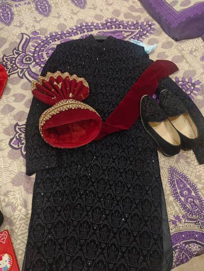 Original Groom Sherwani with Khussa & Turban – Excellent Condition