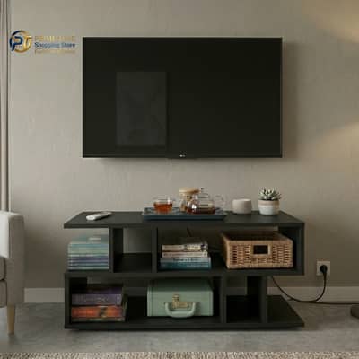Modern S-Shape LED Table | Wooden LCD / LED TV Table Stand