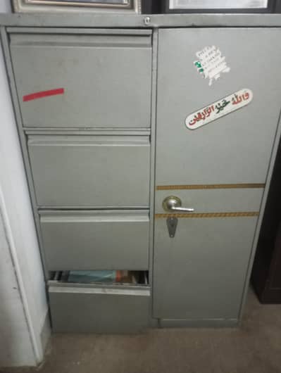 Heavy steel office locker with 4 drawer filing cabinet