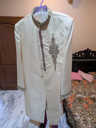 Sherwani Beige Color with Free Gift