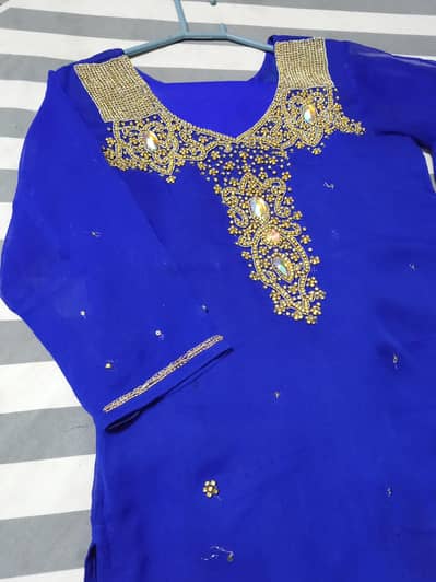 3 piece ready to wear pure chiffon embroidery dress shirt with trauzer