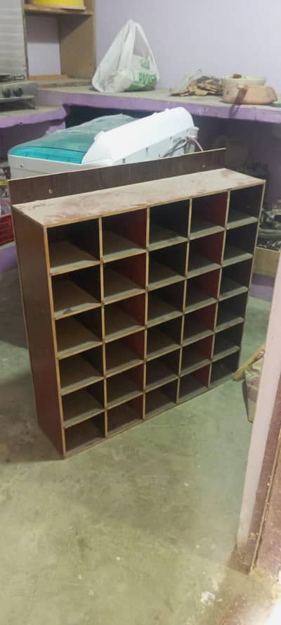 wooden shelves storage organizer with multiple compartments