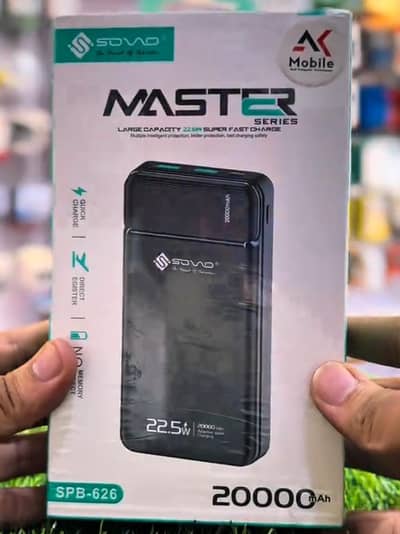 SOVO MASTER 22.5W supperFast 20000Mah Powerbank with 1year warranty.
