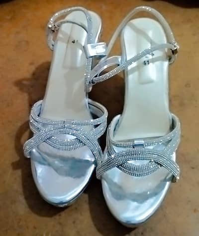 Stylish Silver Cone Heels (Size 41) - Local Market Buy