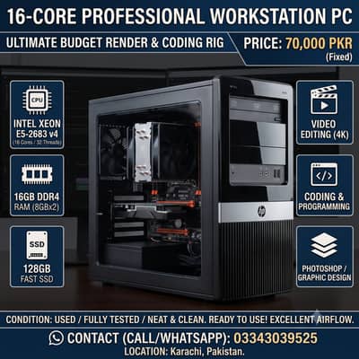 16-Core Heavy Duty Workstation PC (Xeon v4 + 16GB RAM) - Urgent Sa