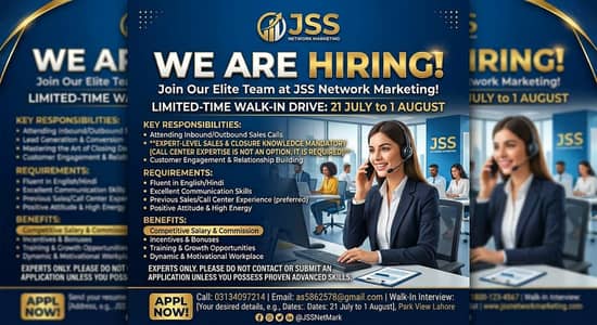 we are hiring as a marketing agents and supervisor