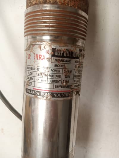 Obarra 0.6KW,1"Calibre,47M Head Deep Well Submersible Pump 1.5 HP Used
