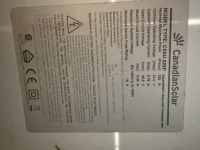 Candian Solar 16 Solar Plates 325WATT Original Available A Grade