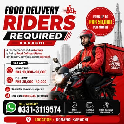 Food Delivery Riders Required | Part & Full-Time | Jobs in Karachi